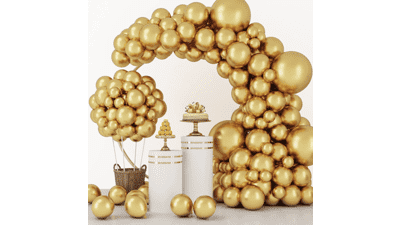 RUBFAC 129pcs Metallic Gold Balloons