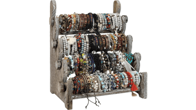 TOPNEW 4 Tier Wooden Bracelet Holder