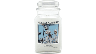 Village Candle Pure Linen Large Glass Apothecary Jar Scented Candle