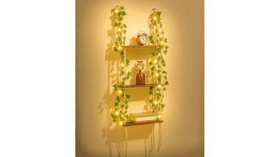 WOOD MEETS COLOR 3 Tier Macrame Wall Hanging Shelves