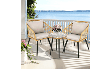 YITAHOME 3-Piece Wicker Balcony Small Patio Furniture Chair Set