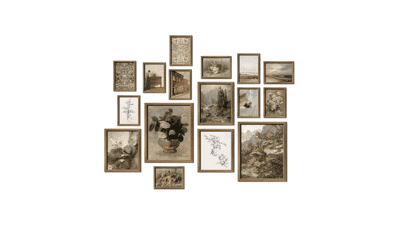 ANERZA 16 PCS Framed Vintage Wall Art Decor