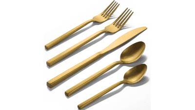 Alata Cube Gold 20-Piece Forged Silverware Set