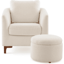 COLAMY Sherpa Accent Chair with Storage Ottoman Set