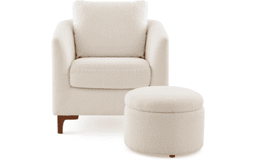 COLAMY Sherpa Accent Chair with Storage Ottoman Set