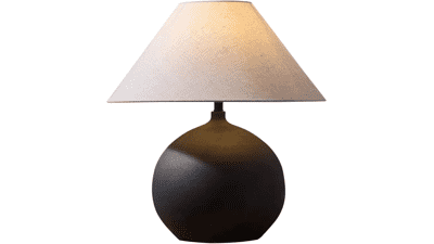 PURESILKS Rustic Black Ceramic Table Lamp