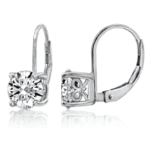Platinum-Plated Sterling Silver Zirconia Leverback Earrings