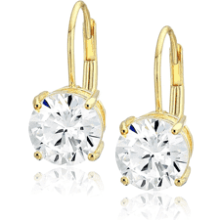 Sterling Silver Cubic Zirconia Leverback Earrings