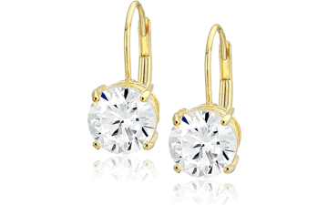 Sterling Silver Cubic Zirconia Leverback Earrings