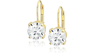 Sterling Silver Cubic Zirconia Leverback Earrings