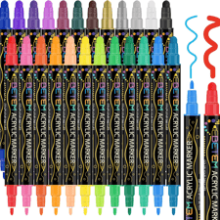 24 Dual Tip Acrylic Paint Pens for Rock, Wood, Canvas & More