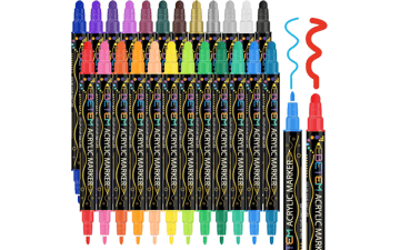 24 Dual Tip Acrylic Paint Pens for Rock, Wood, Canvas & More