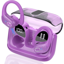 75H Purple Wireless Earbuds: Bluetooth 5.4, Noise Cancelling, and Waterproof