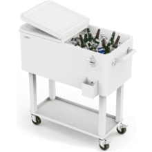 80 Quart Rolling Ice Chest: Portable Party Bar