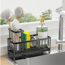 Black Sink Caddy Organizer | Rustproof Sponge Holder