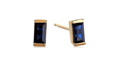 Gold Plated Baguette Stud Earrings