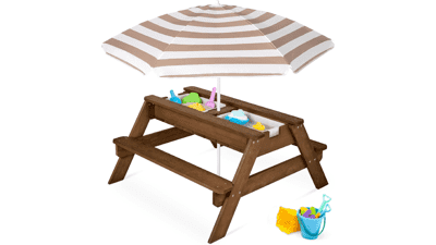 Kids 3-in-1 Sand & Water Table with Umbrella