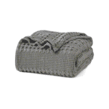 King Size Waffle Weave Cotton Blanket - Dark Grey