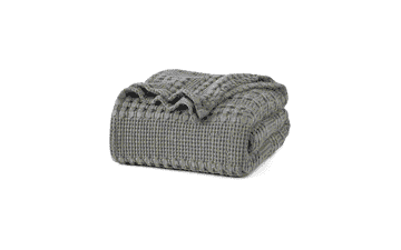 King Size Waffle Weave Cotton Blanket - Dark Grey