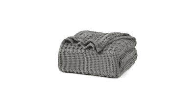King Size Waffle Weave Cotton Blanket - Dark Grey