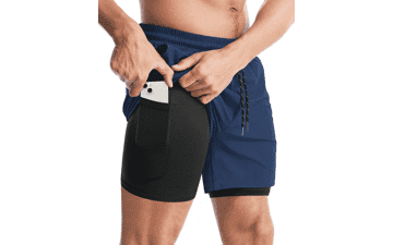 Men's 2-in-1 Running Shorts - 5" Quick Dry Gym Shorts