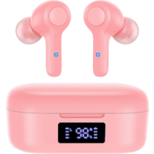 Mini Wireless Earbuds: 60H Playtime, Deep Bass - Sand Pink