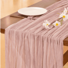 Pink Easter Cheesecloth Table Runner - Boho Rustic Spring Decor