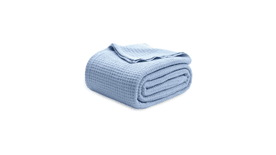 Queen Cotton Waffle Blanket - Sky Blue