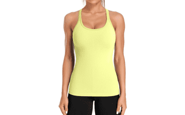 Ribbed Tank Top with Built-In Bra - Workout & Athleisure