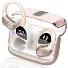 Rose Gold Bluetooth 5.4 Wireless Earbuds - 75H Playtime & Deep Bass