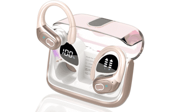 Rose Gold Bluetooth 5.4 Wireless Earbuds - 75H Playtime & Deep Bass