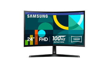 SAMSUNG 24" Curved Monitor, 100Hz, FHD, Eye Comfort