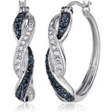 Sparkling Silver Twisted Hoop Earrings