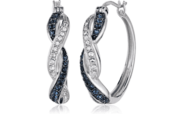 Sparkling Silver Twisted Hoop Earrings