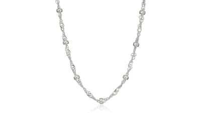 Sterling Silver Singapore Bead Chain Necklace