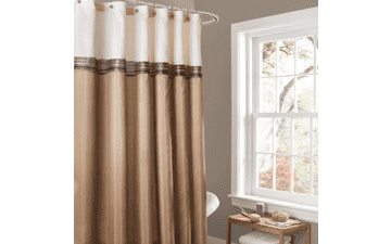 Terra Beige & Ivory Color Block Shower Curtain