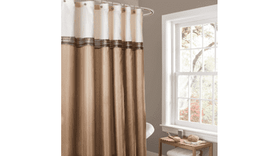 Terra Beige & Ivory Color Block Shower Curtain