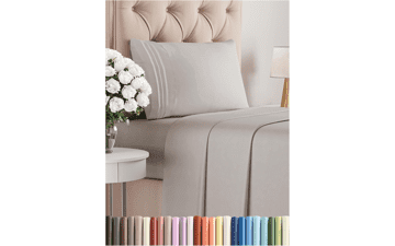 Twin Size Light Grey Bed Sheet Set - Soft & Breathable
