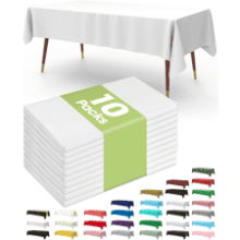 White Disposable Tablecloths 10 Pack - 54x108 Inch Plastic Table Covers