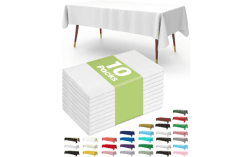 White Disposable Tablecloths 10 Pack - 54x108 Inch Plastic Table Covers