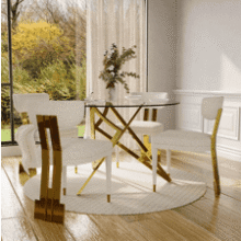 Elegant Boucle Dining Chairs - Set of 4
