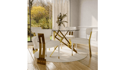 Elegant Boucle Dining Chairs - Set of 4