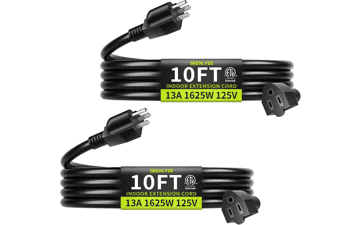 10 FT Black Extension Cord 2-Pack