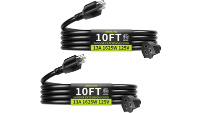 10 FT Black Extension Cord 2-Pack