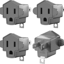 2 to 3 Prong Outlet Adapter 4-Pack - ETL Listed