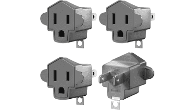 2 to 3 Prong Outlet Adapter 4-Pack - ETL Listed