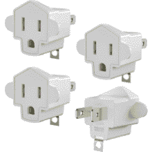 2 to 3 Prong Outlet Adapter - Heavy Duty 4-Pack