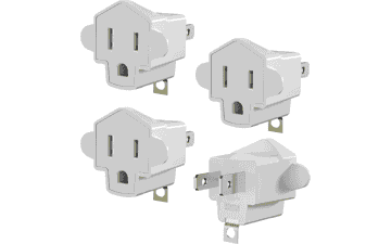 2 to 3 Prong Outlet Adapter - Heavy Duty 4-Pack