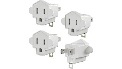 2 to 3 Prong Outlet Adapter - Heavy Duty 4-Pack