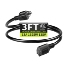 3FT Short Extension Cord - Indoor Use